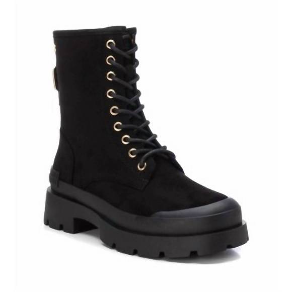 NEW XTI women's suede lace-up booties in black